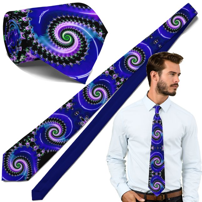 Blue Fractal Spiral Pattern - Modern Mathematical Tie (Creator Uploaded)