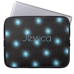 Blue Fractal Swirls Laptop Sleeve