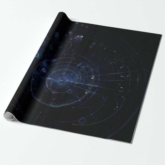 Blue Fractal Wrapping Paper (Unrolled)