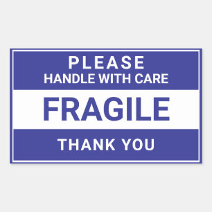 Blue Fragile Handle With Care Business Sticker