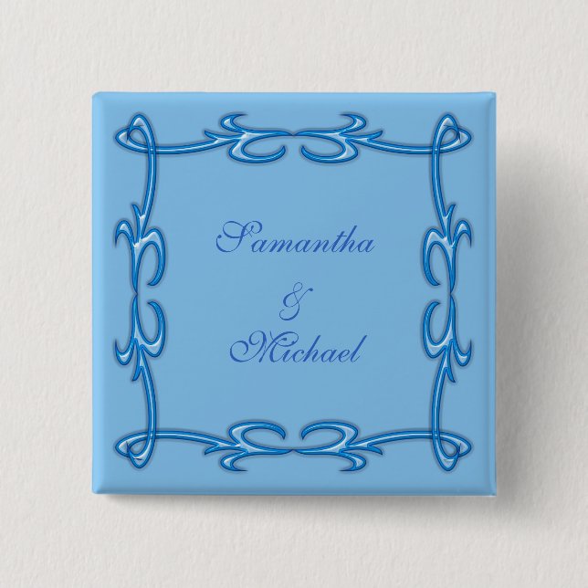 Blue frame 2 inch square button (Front)