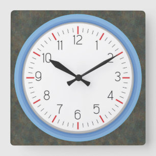 Blue Frame Tarnish Square Wall Clock