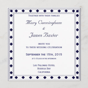 BLUE FRAME WITH DIAMONDS (square) Invitation