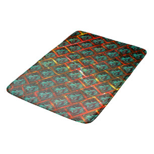 Blue 'framed eyes', square, scratch or red grating bath mat
