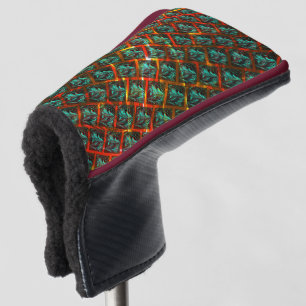 Blue 'framed eyes', square, scratch or red grating golf head cover