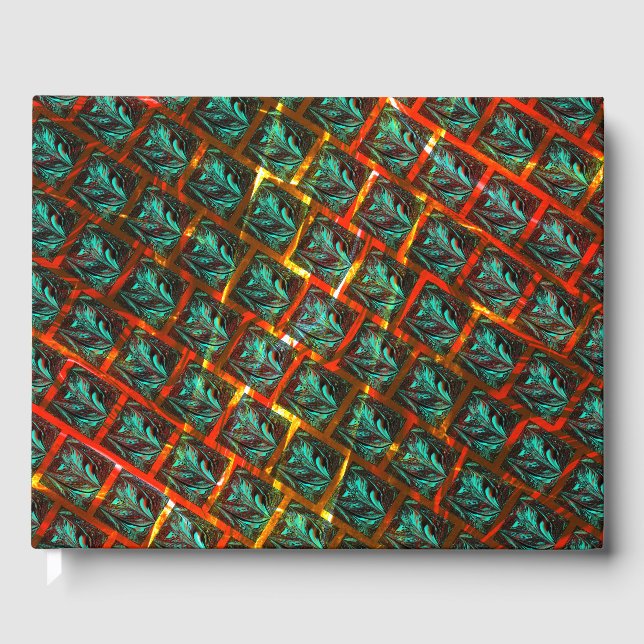 Blue 'framed eyes', square, scratch or red grating guest book (Front)