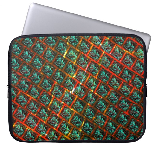 Blue 'framed eyes', square, scratch or red grating laptop sleeve (Front)