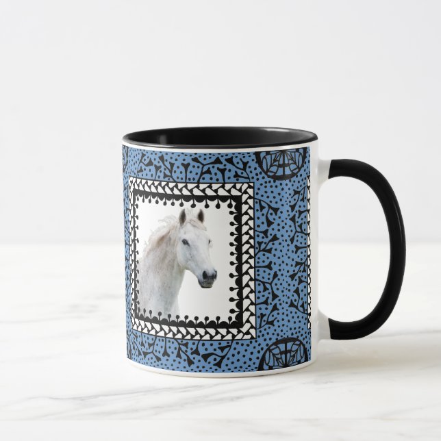 Blue Framed Horse Mug (Right)