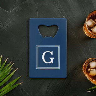 Blue Framed Monogram Credit Card Bottle Opener