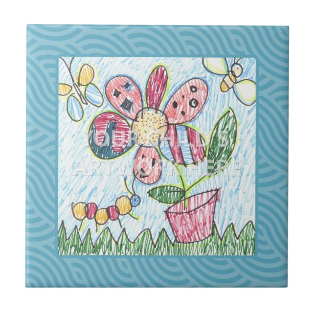 Blue Framed Tile/Trivet Tile (Front)