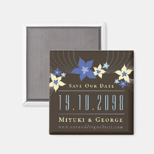 Blue Frangipani Beach Wedding Save The Date Magnet