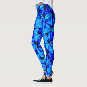 Blue Frangipani Flowers, Leggings