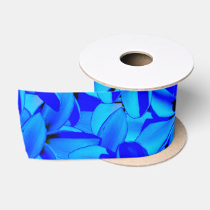 Blue Frangipani Flowers, Satin Ribbon