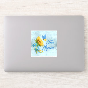 Blue Free Ukraine Sunflower & Butterfly Vinyl