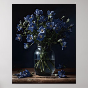 Blue Freesia Flowers Art Print Poster