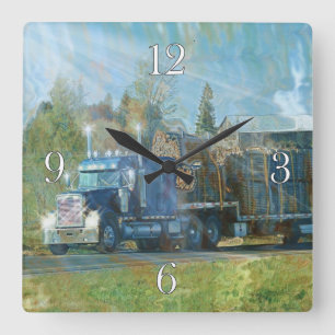 Blue Freight Truck Wall Clock