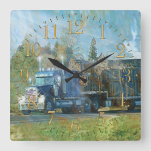 Blue Freight Truck Wall Clock