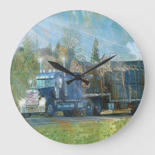 Blue Freight Truck Wall Clock