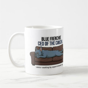 Blue French Bulldog CEO of the Couch Funny Dog Mom Coffee Mug