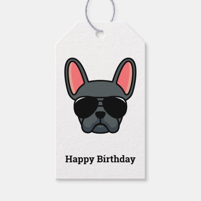 Blue French Bulldog Gift Tags (Front)