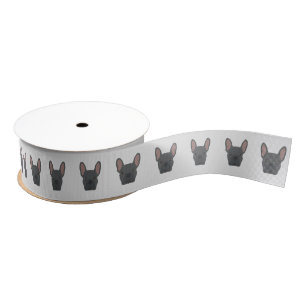 Blue French Bulldog Grosgrain Ribbon