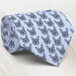 Blue French Bulldog Neck Tie<br><div class="desc">A fun little Blue or Gray French Bulldog or Frenchie pattern on a blue background. Great for all dog lovers, pet sitters, dog walkers and veterinarians. Original art by Nic Squirrell.</div>