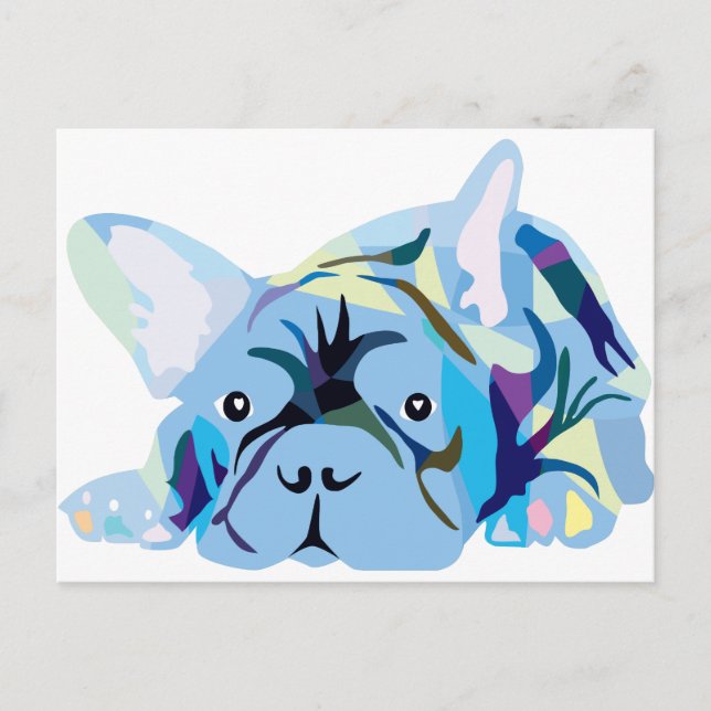 Blue French Bulldog Postcard (Front)