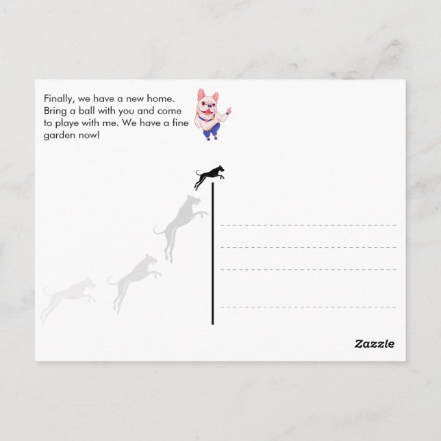 Blue French Bulldog Postcard (Back)