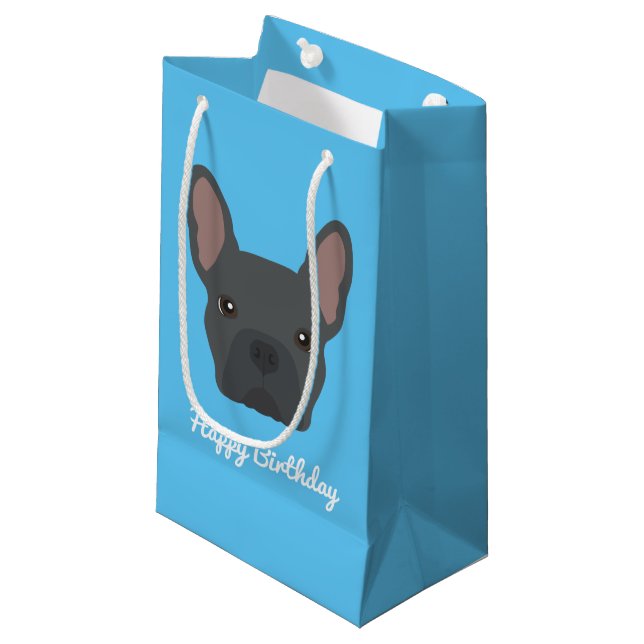 Blue French Bulldog Small Gift Bag (Front Angled)