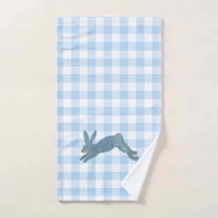 Blue French Country Bunny Rabbit Hand Towel