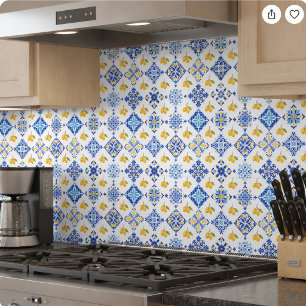 Blue French Country Lemon Pattern Tile