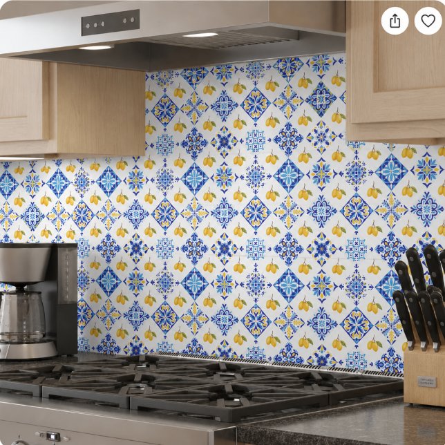 Blue French Country Lemon Pattern  Tile (Creator Uploaded)