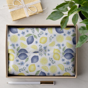Blue French Country Lemon Pattern Tissue Paper