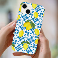 Blue French Country Tile Lemon Pattern