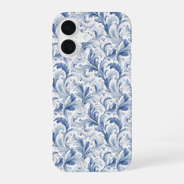 Blue French Country Toile Pattern  iPhone 16 Case (Back)