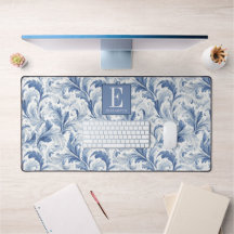 Blue French Country Toile Pattern Monogram