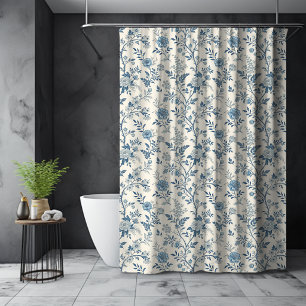 Blue French Floral Toile de Jouy Pattern