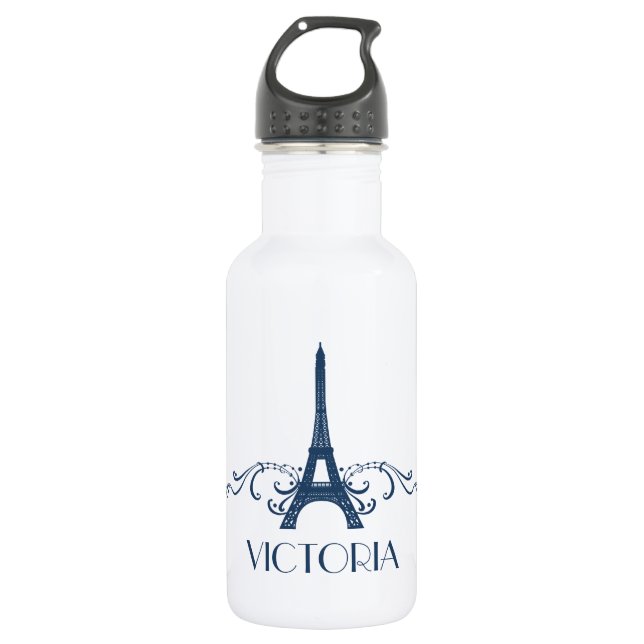 Blue French Flourish 532 Ml Water Bottle (Front)