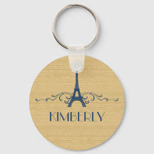 Blue French Flourish Keychain