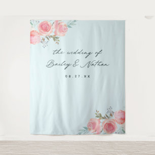 Blue French Garden Wedding Photography Backdrop Tapestry