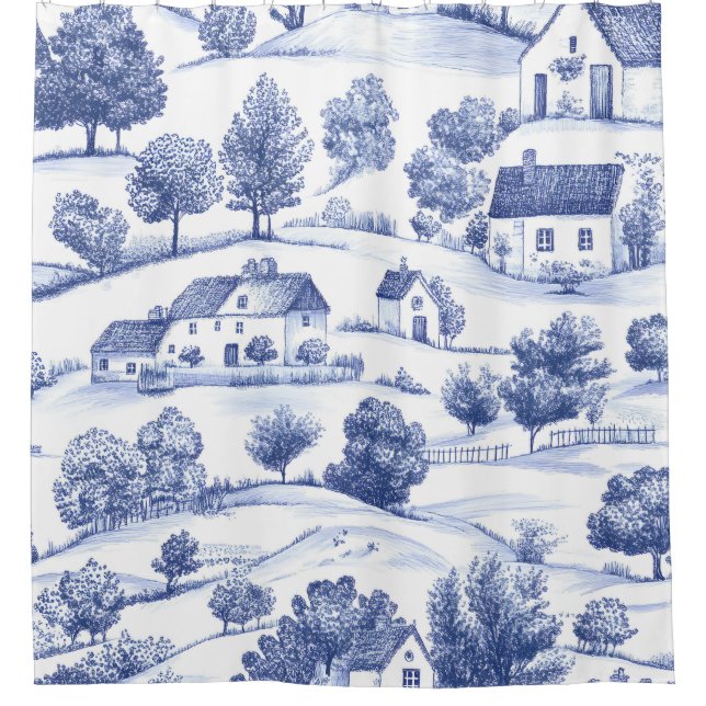 Blue French Toile Countryside Pattern (Front)