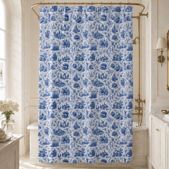 Blue French Toile Countryside Rose Branch Pattern  (Creator Uploaded)