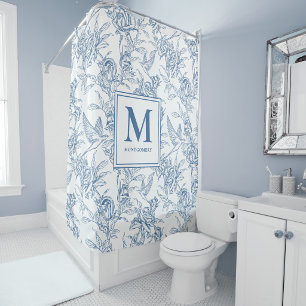 Blue French Toile de Jouy Monogram