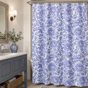 Blue French Toile Floral Pattern
