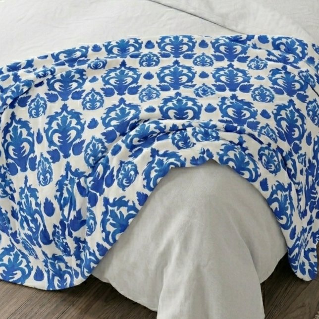 Blue French Toile Pattern Fleece Blanket (Creator Uploaded)