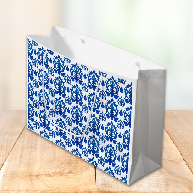 Blue French Toile Pattern Large Gift Bag (Creator Uploaded)