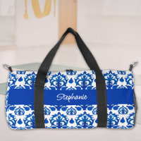 Blue French Toile Pattern Monogram Name
