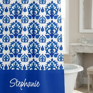 Blue French Toile Pattern Name Monogram