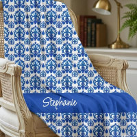 Blue French Toile Pattern Name Monogram