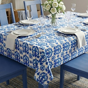 Blue French Toile Pattern Tablecloth
